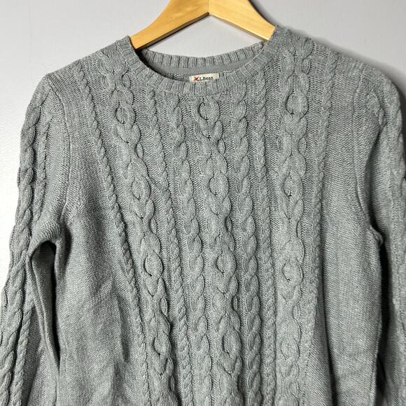 Vintage L.L. Bean Cable Knit Crewneck Sweater Women's Small Gray Fisherman - Picture 2 of 7